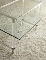 Marilyn Glass Top Dining Table in Polished Stainless Steel and Clear Acrylic - What A Room