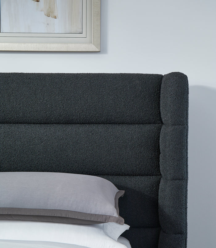Frank Upholstered Wingback Platform Bed in Ember Boucle - What A Room