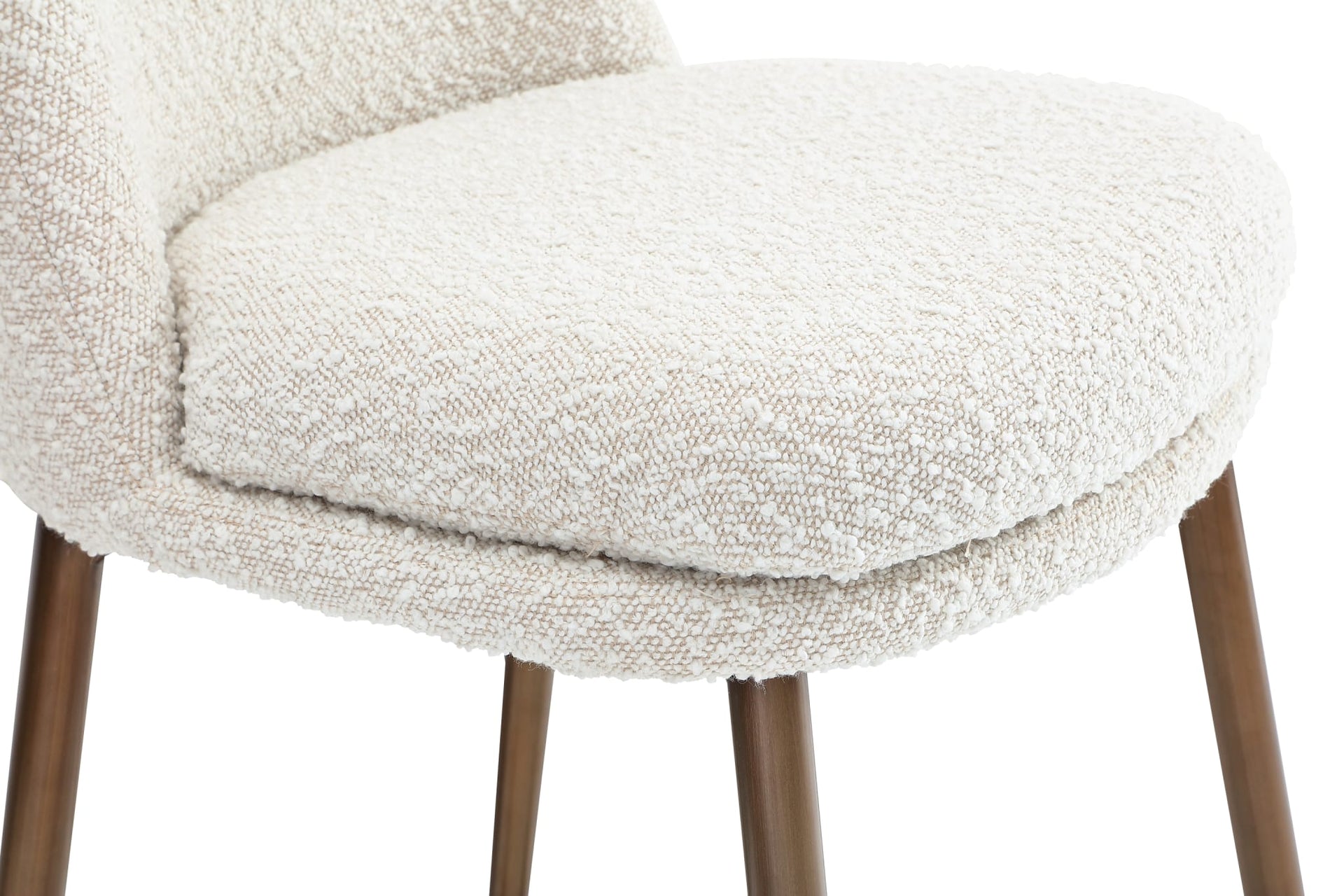 Wyatt Upholstered Counter Stool in Ricotta Boucle and Bronze Metal - What A Room