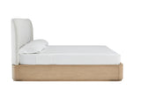 Penny Upholstered Platform Bed in Buff Cream Ash and Oatmeal Linen - What A Room