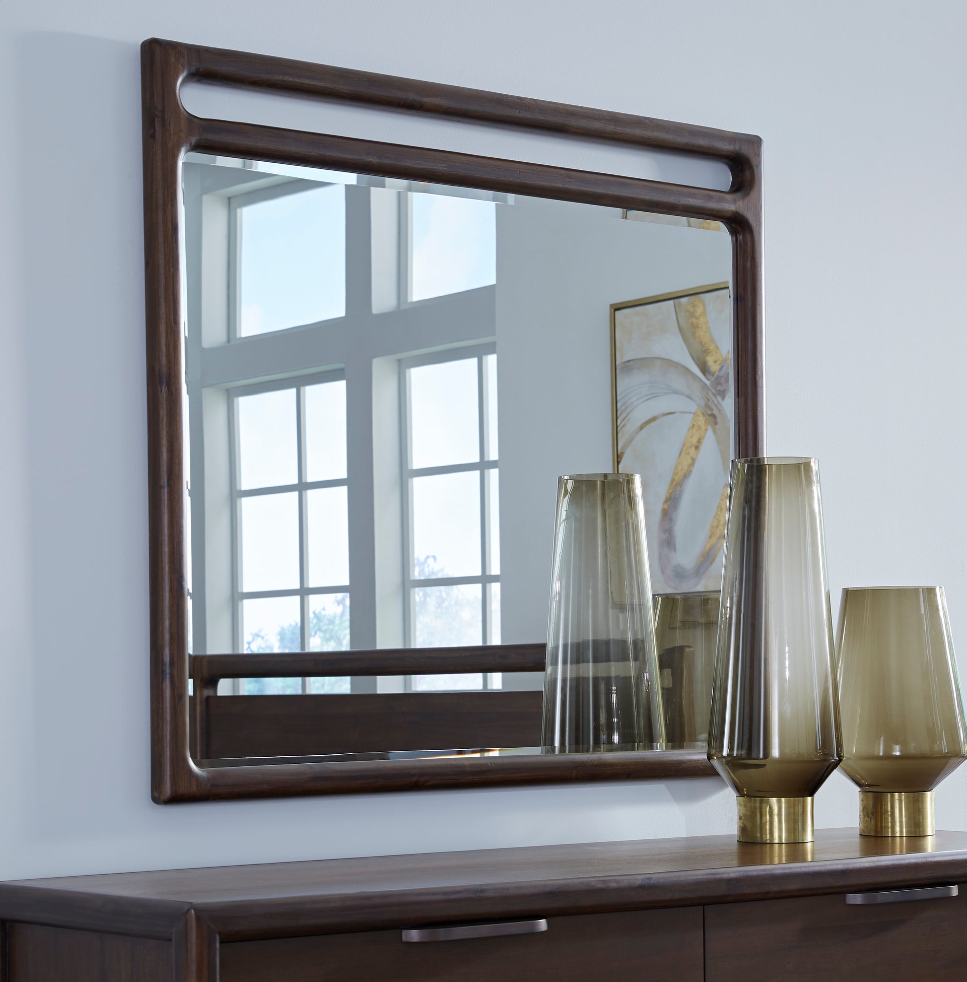 Sol Beveled Glass Wall or Dresser Mirror in Brown Spice - What A Room