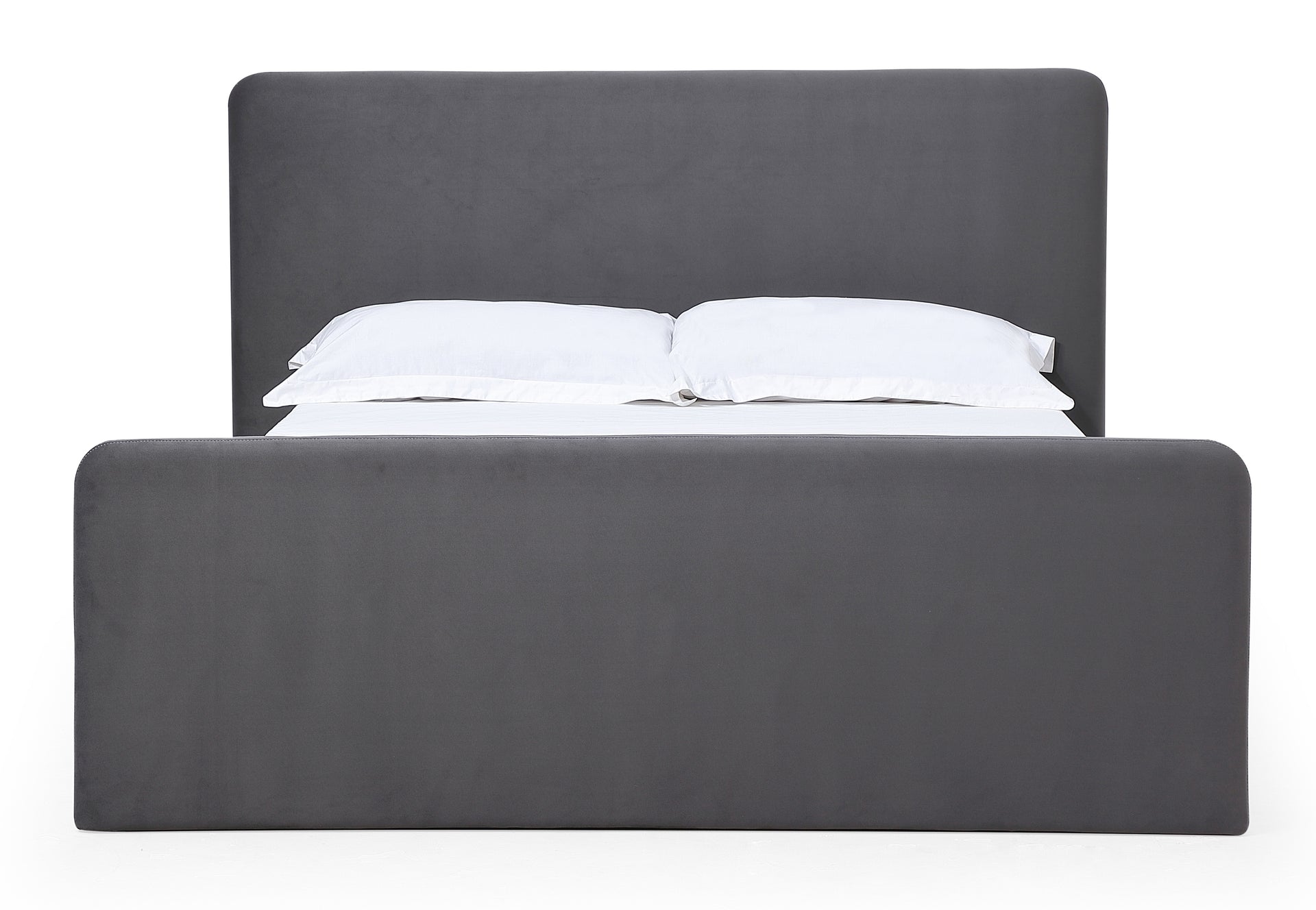 Elora Fully Upholstered Platform Bed in Charcoal Velvet - What A Room
