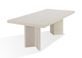 Caye Stone Top Double Pedestal Dining Table with Ivory Cement Base - What A Room