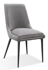 Winston Upholstered Metal Leg Dining Chair in Goose and Black (Set of 2) - What A Room