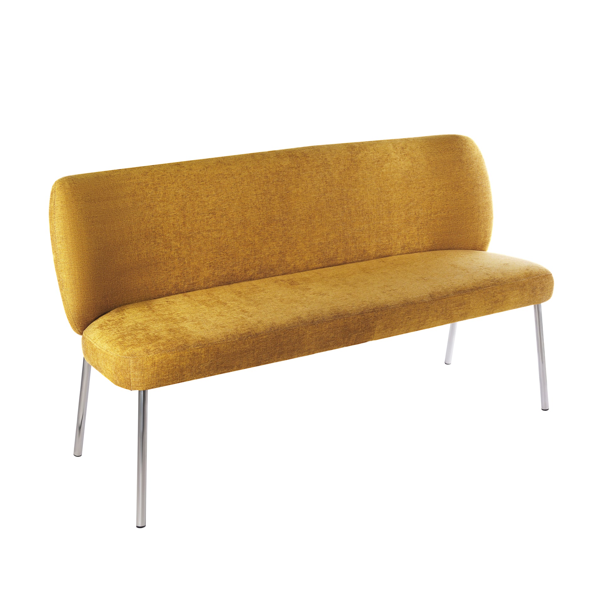Fomo Chenille-upholstered Stainless Steel Base Settee in Pineapple - What A Room