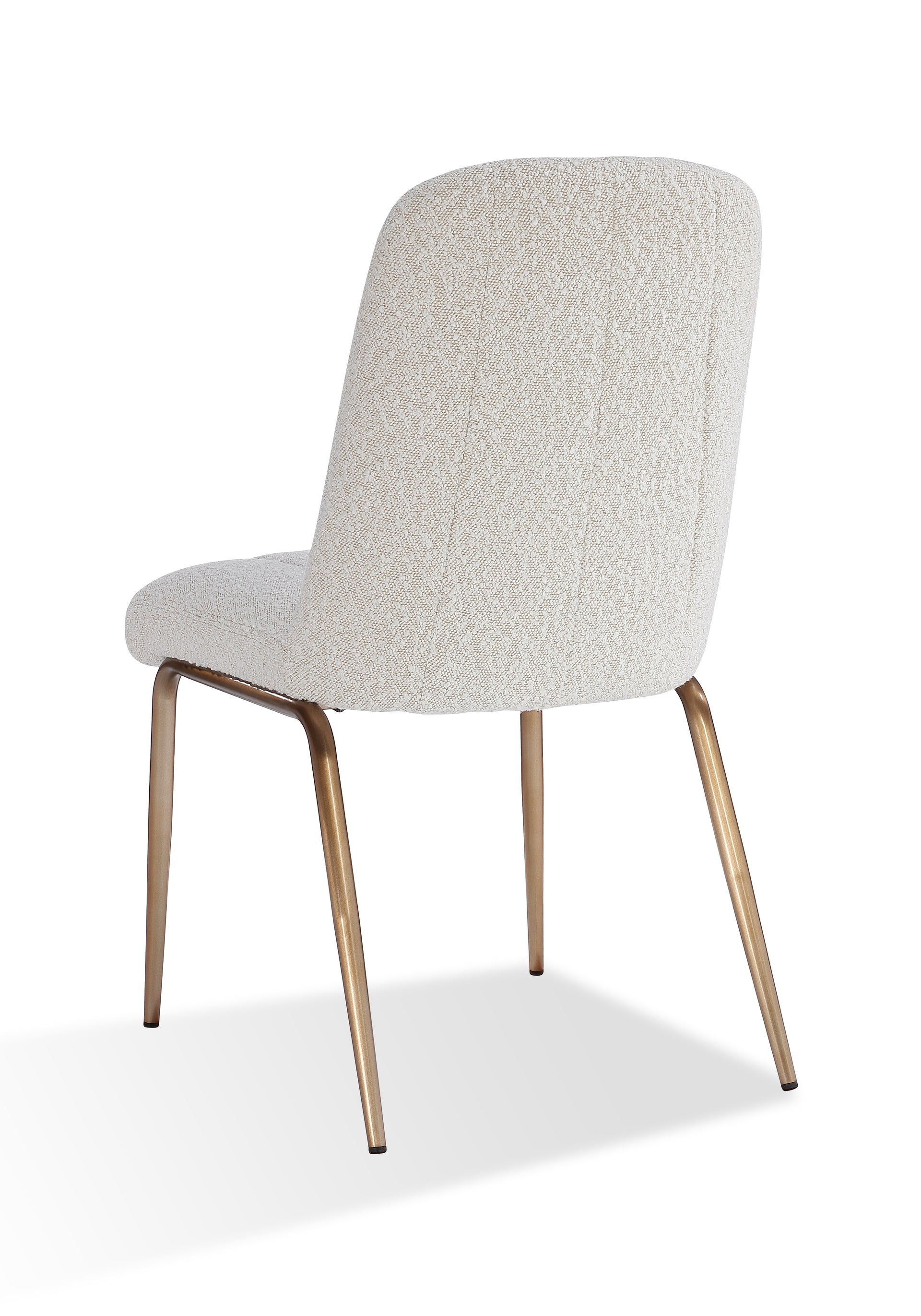 Apollo Upholstered Dining Chair in Ricotta Boucle and Brushed Bronze Metal (Set of 2) - What A Room