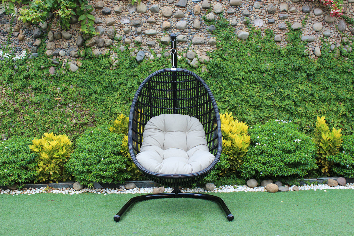 Renava Havana Outdoor Black & Beige Hanging Chair - What A Room