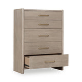 Gardenia Five Drawer Oak Wood Chest in Chai - What A Room