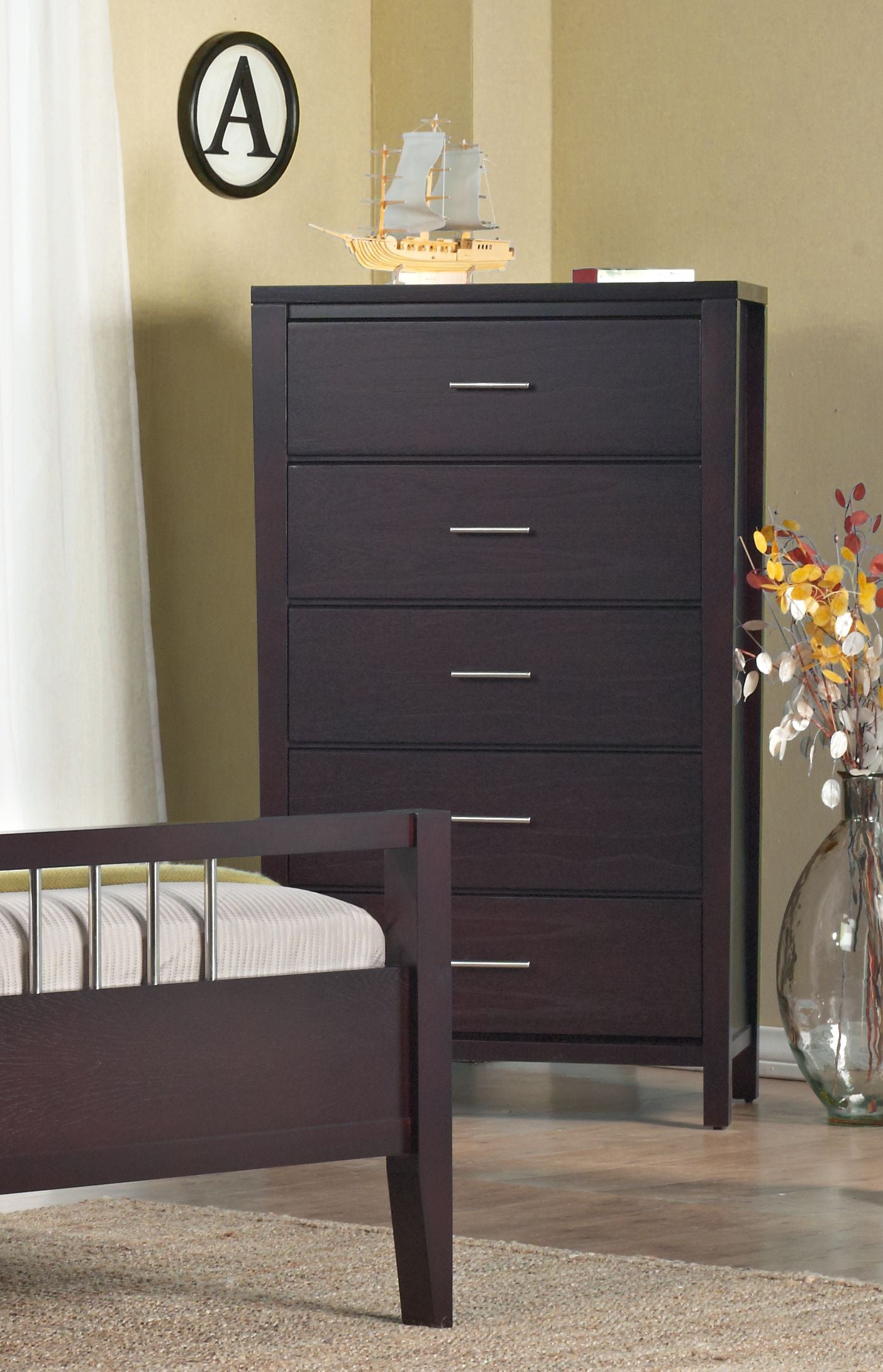 Nevis Five Drawer Chest in Espresso - What A Room