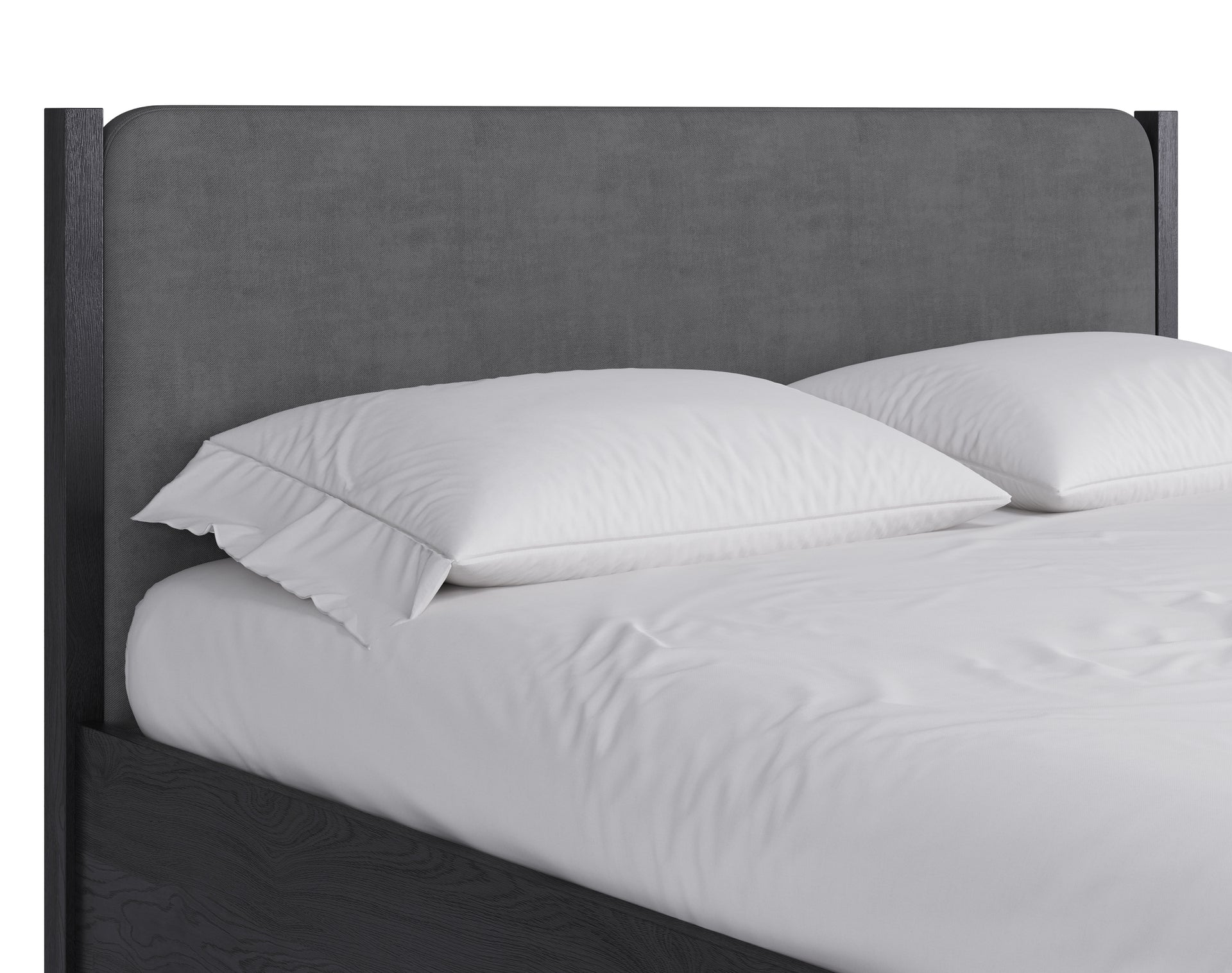 Elora Wood and Velvet Upholstered Bed in Jet and Charcoal - What A Room