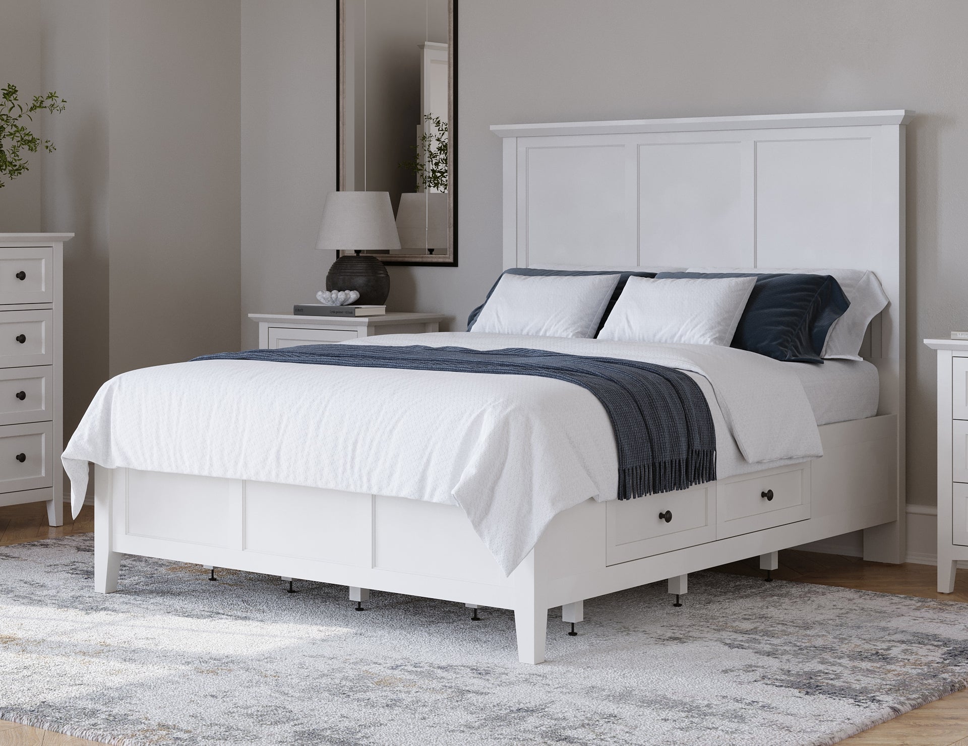 Grace Four Drawer Platform Storage Bed in Snowfall White - What A Room