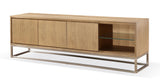 One Coastal Modern 84 inch TV Console in Brushed Stainless Steel and Bisque - What A Room