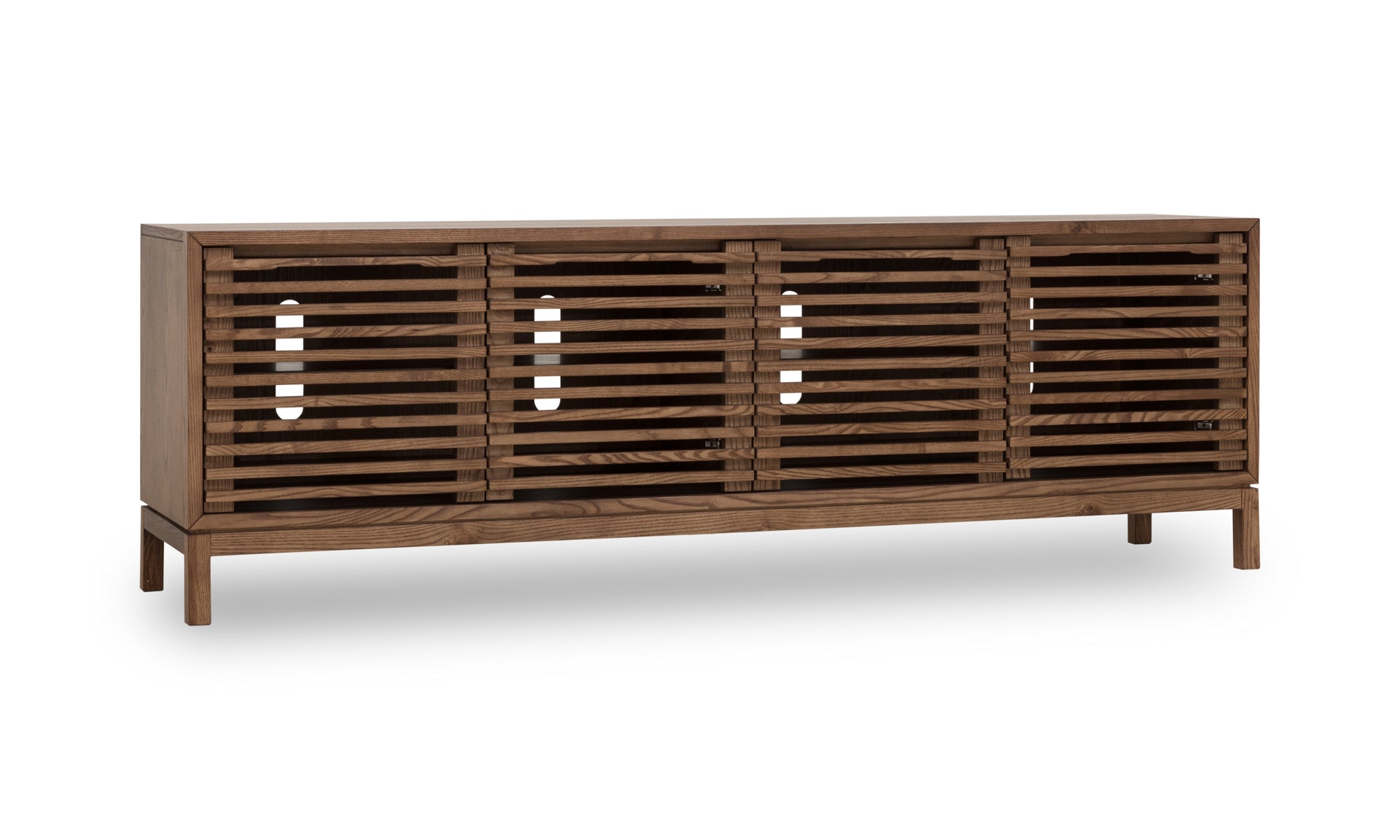 Tanner Four Door Solid Ash Media Console in Roux - What A Room