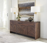 Fevano Four Door Two Drawer Solid Wood Sideboard in Smoked Brown - What A Room