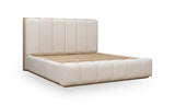 Gardenia Wood Frame Upholstered Platform Bed in Cotton and Chai - What A Room