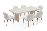 Caye Stone Top Double Pedestal Dining Table with Ivory Cement Base - What A Room