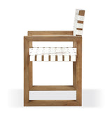 One Woven Leather and Solid Wood Dining Arm Chair in White and Bisque - What A Room