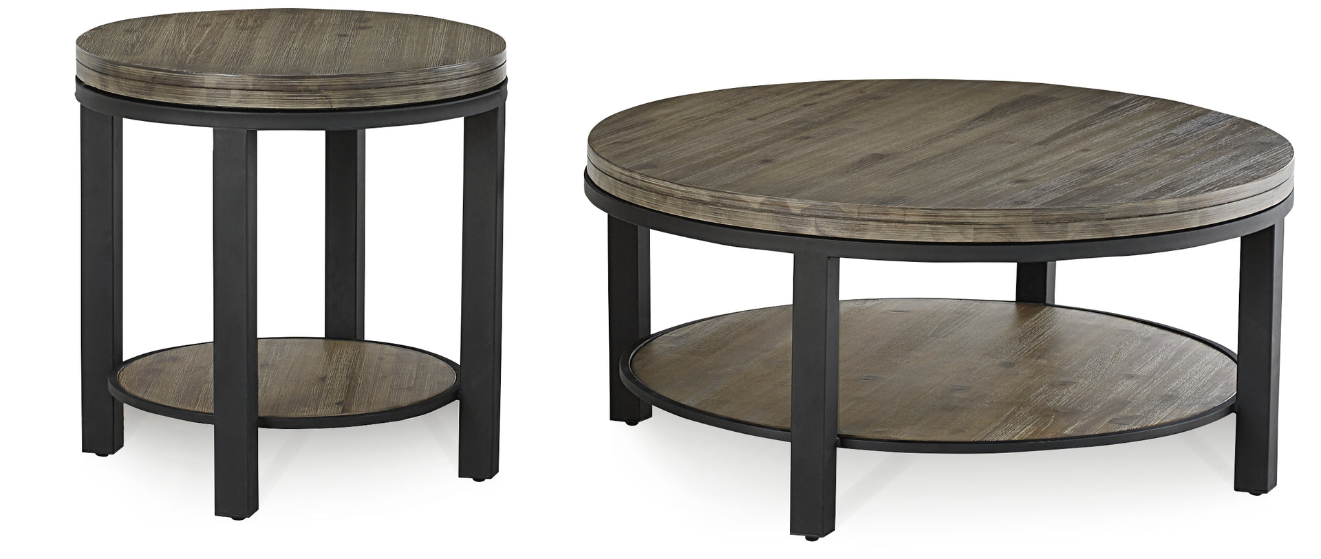 Canyon Solid Wood and Metal Round End Table in Washed Grey - What A Room