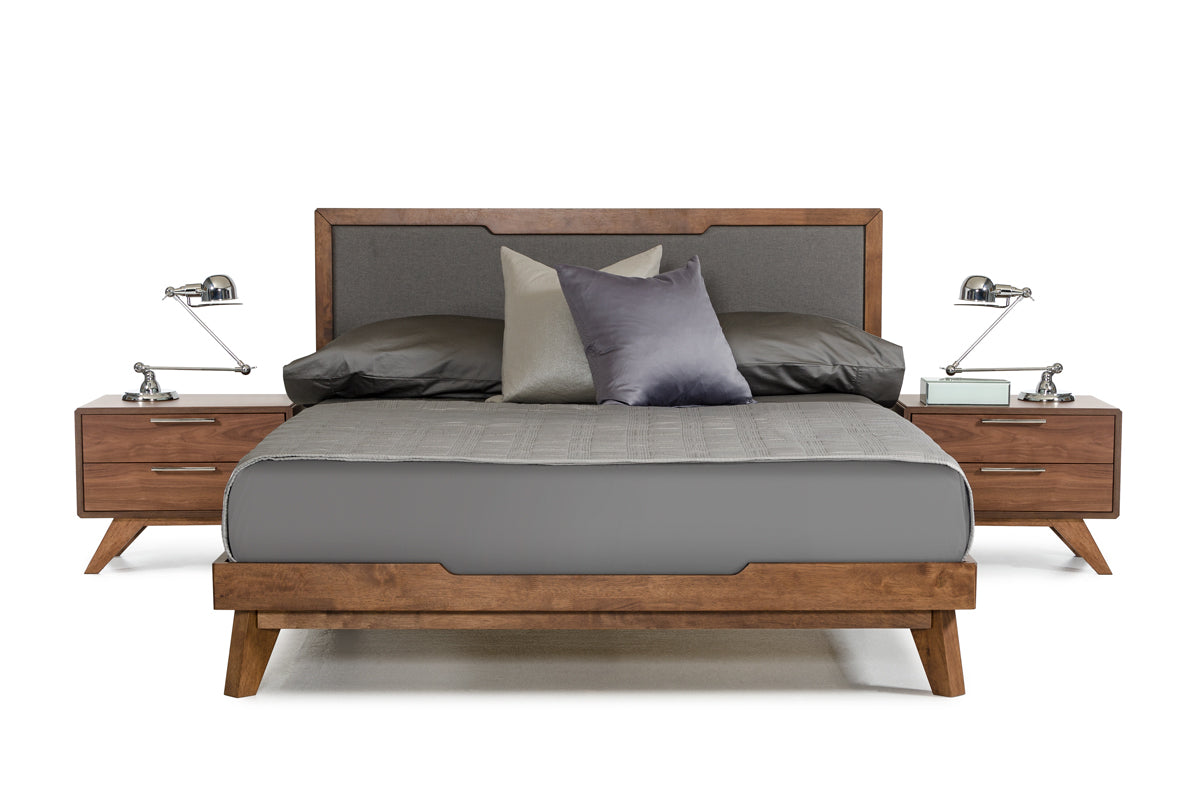 Nova Domus Soria Mid-Century Grey & Walnut Bed - What A Room