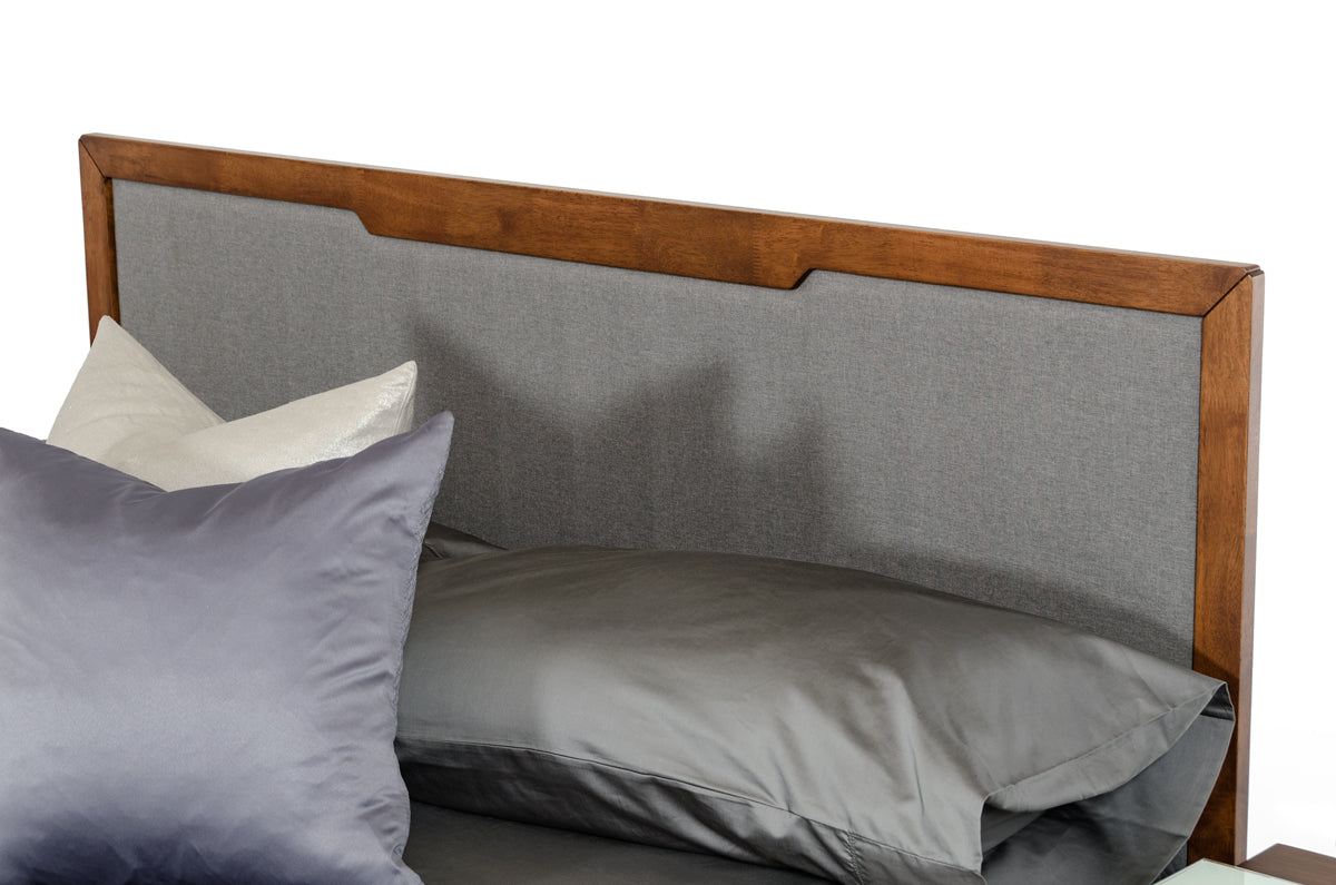 Nova Domus Soria Mid-Century Grey & Walnut Bed - What A Room