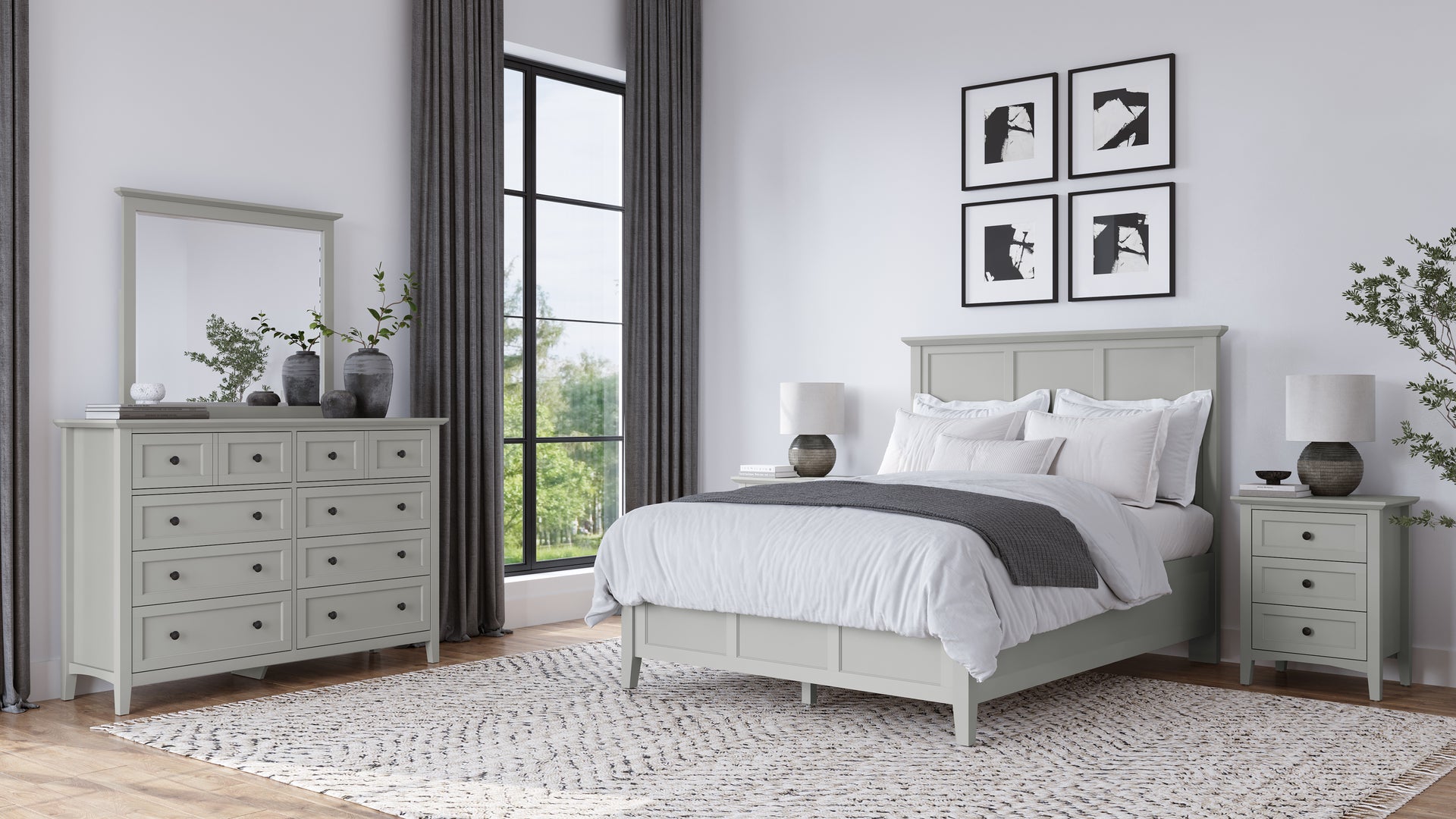 Grace Three Panel Bed in Elephant Grey - What A Room