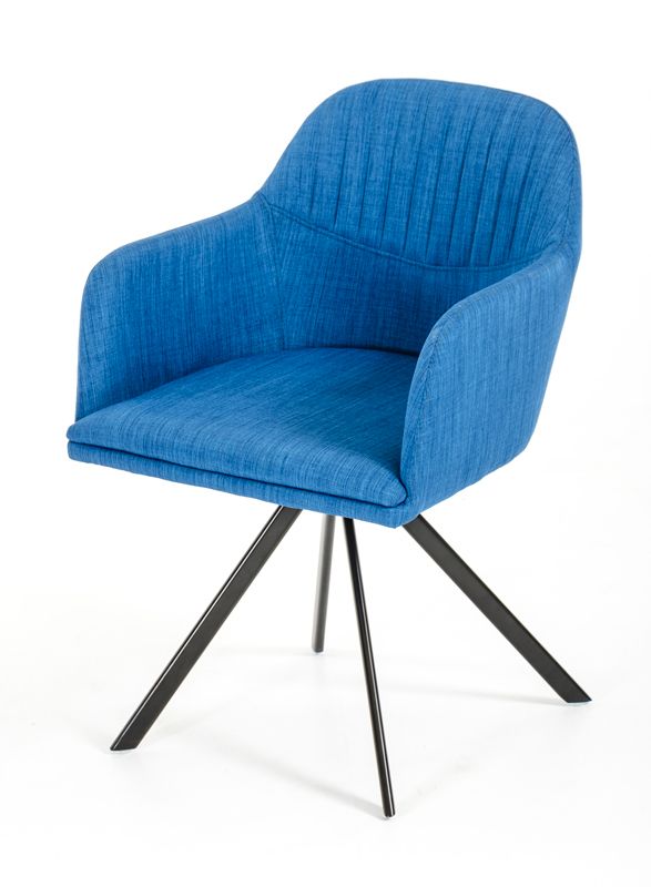 Modrest Synergy Mid-Century Blue Fabric Dining Arm Chair - What A Room