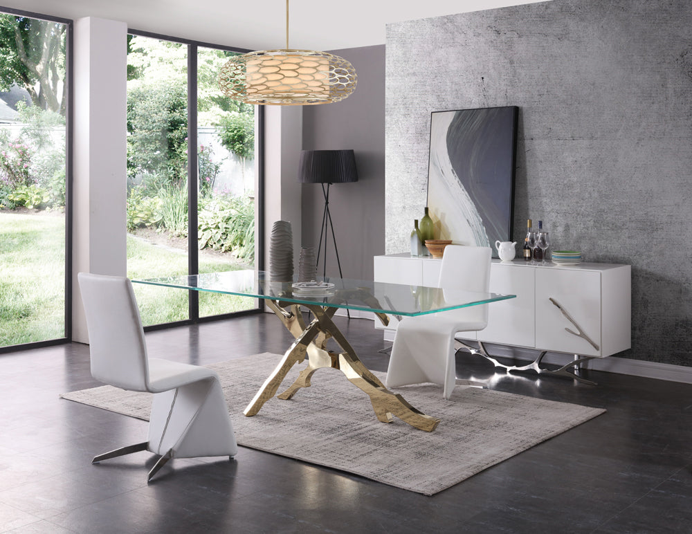 Modrest Legend Modern Glass & Gold Dining Table - What A Room