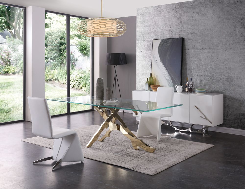 Modrest Legend Modern Glass & Gold Dining Table - What A Room