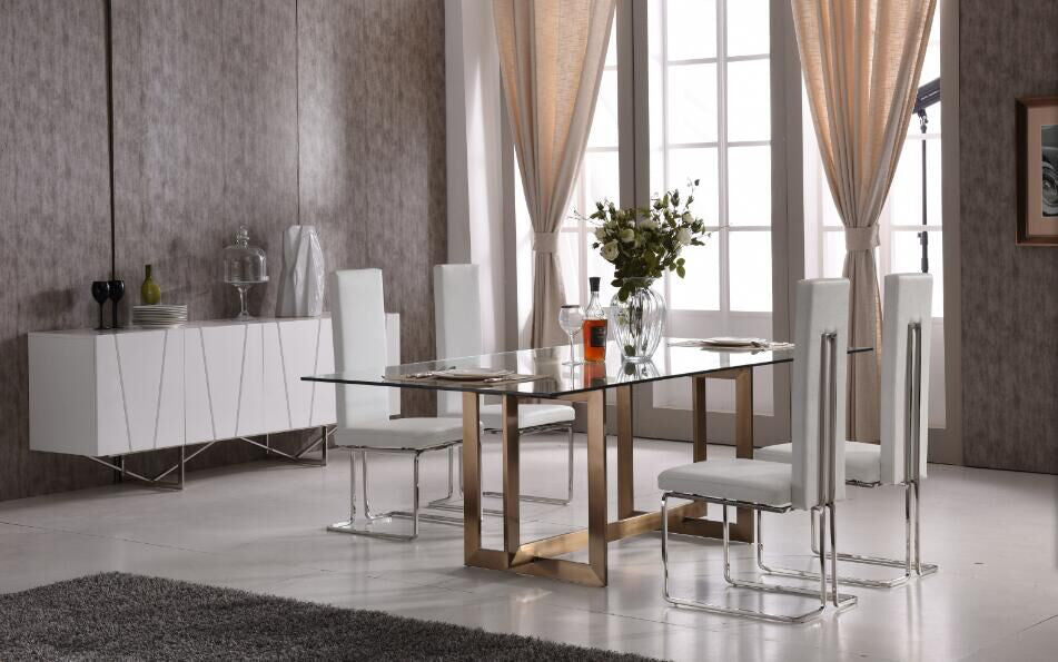 Modrest Keaton Modern Glass & Brass Dining Table - What A Room