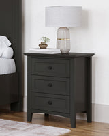 Grace Three Drawer Nightstand in Raven Black - What A Room