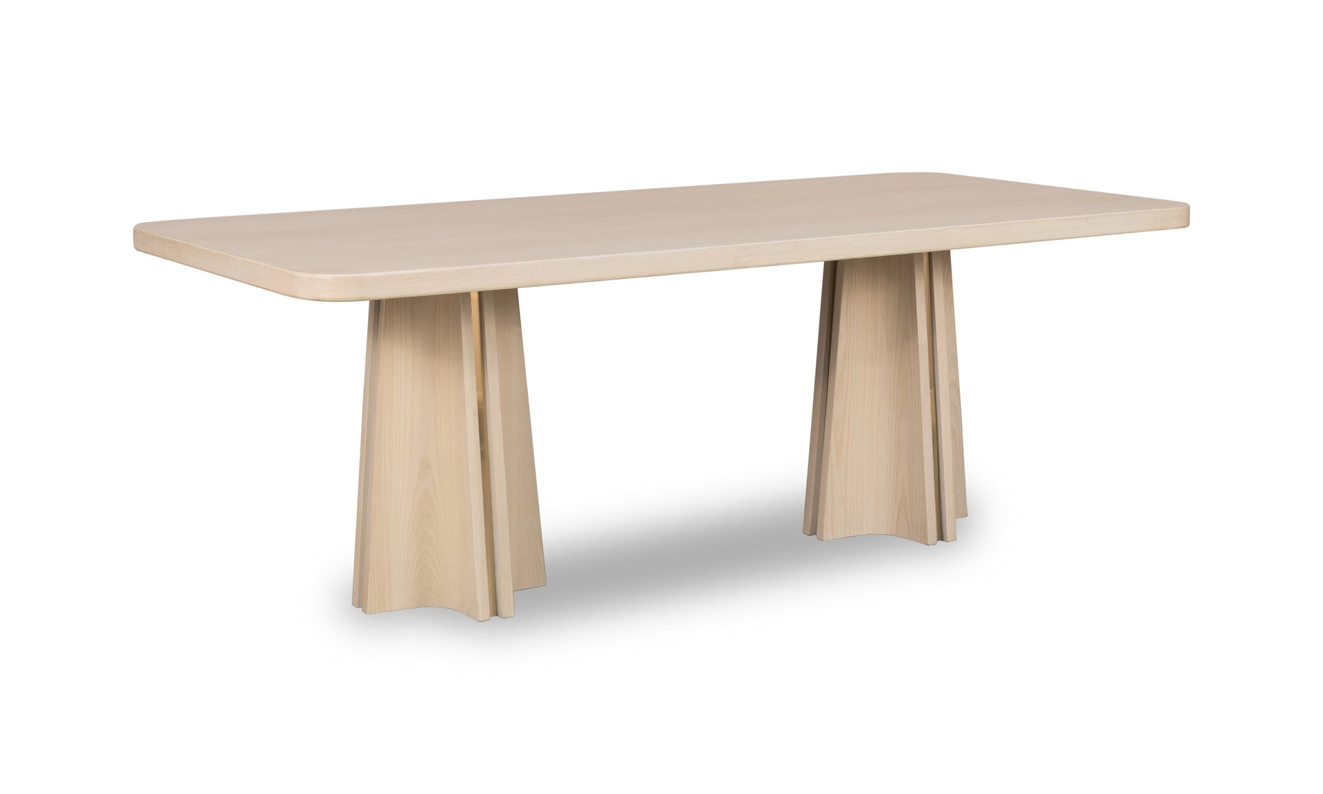 Zinnia Ash Wood Double Pedestal Dining Table in White Sand - What A Room