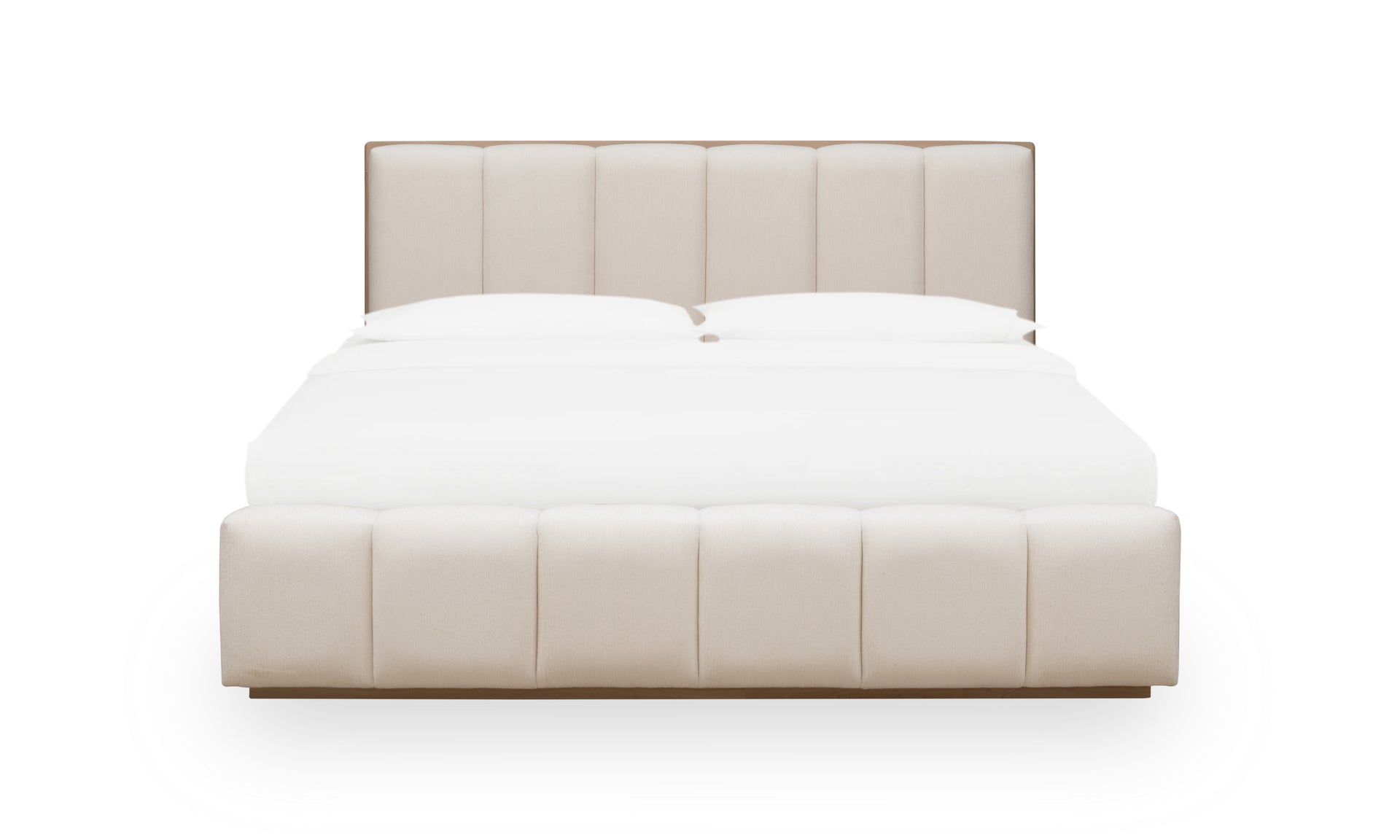 Gardenia Wood Frame Upholstered Platform Bed in Cotton and Chai - What A Room