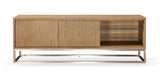 One Coastal Modern 74 inch TV Console in Brushed Stainless Steel and Bisque - What A Room