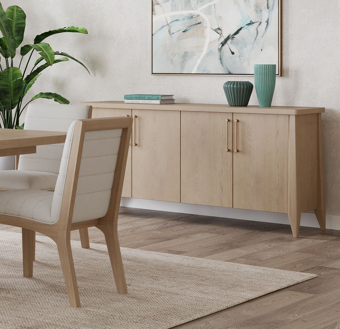 Sumire Four Door Ash Wood Sideboard in Ginger - What A Room