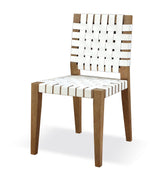 One Woven Leather and Solid Wood Dining Side Chair in White and Bisque (Set of 2) - What A Room