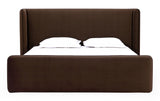 Bacall Velvet Upholstered Wingback Platform Bed in Cola - What A Room