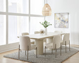 Cannon Stone Top Double Pedestal Extension Dining Table with Ivory Wood Base - What A Room
