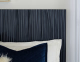 Argento Wave-Patterned Bed in Navy Blue and Burnished Brass - What A Room