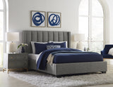 Palermo Upholstered Wingback Platform Bed in Dark Stone - What A Room