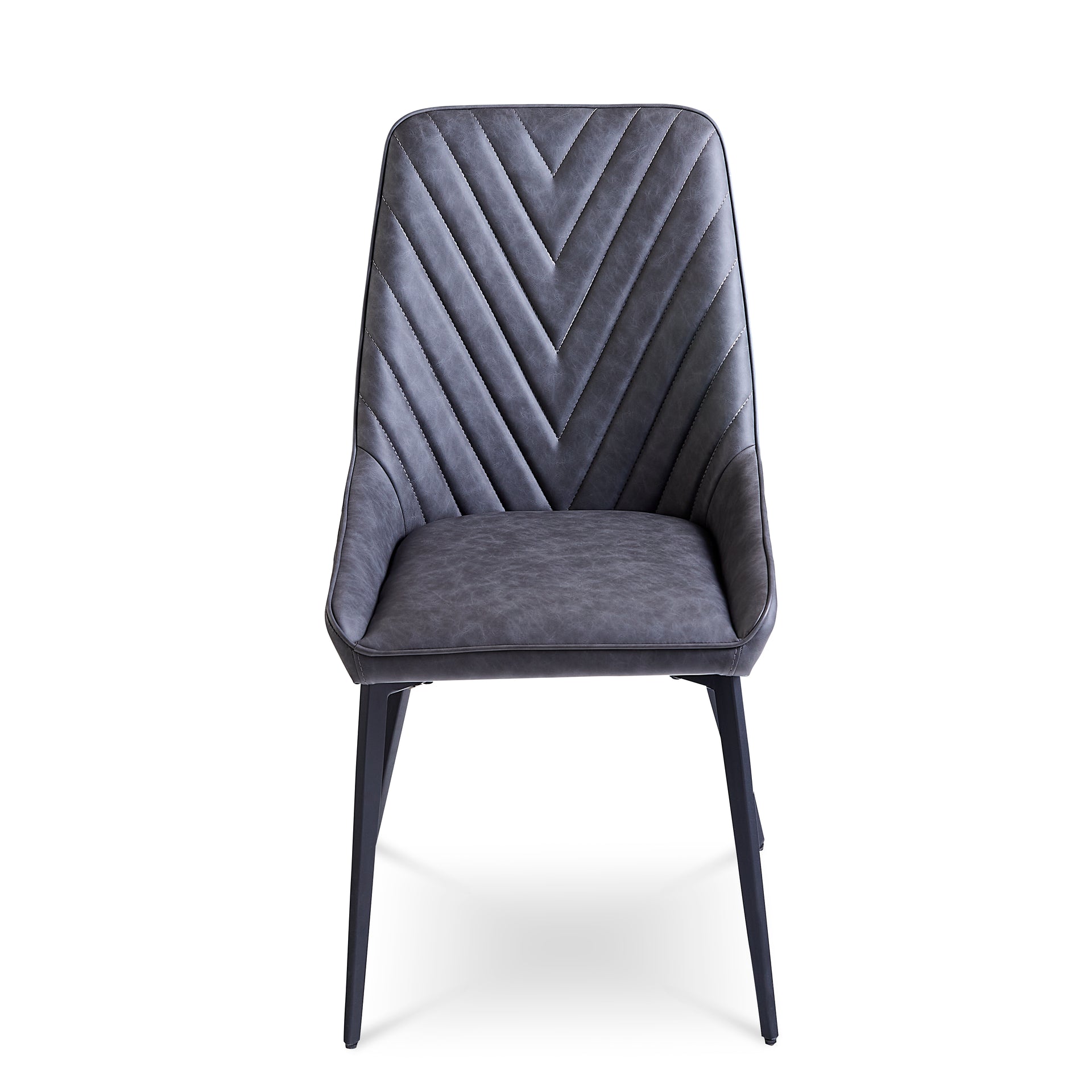 Lucia Metal Leg Upholstered Dining Chair in Charcoal Synthetic Leather (Set of 2) - What A Room