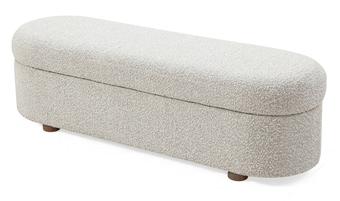 Kiki Upholstered Hinged Storage Bench in Cotton Ball Boucle - What A Room