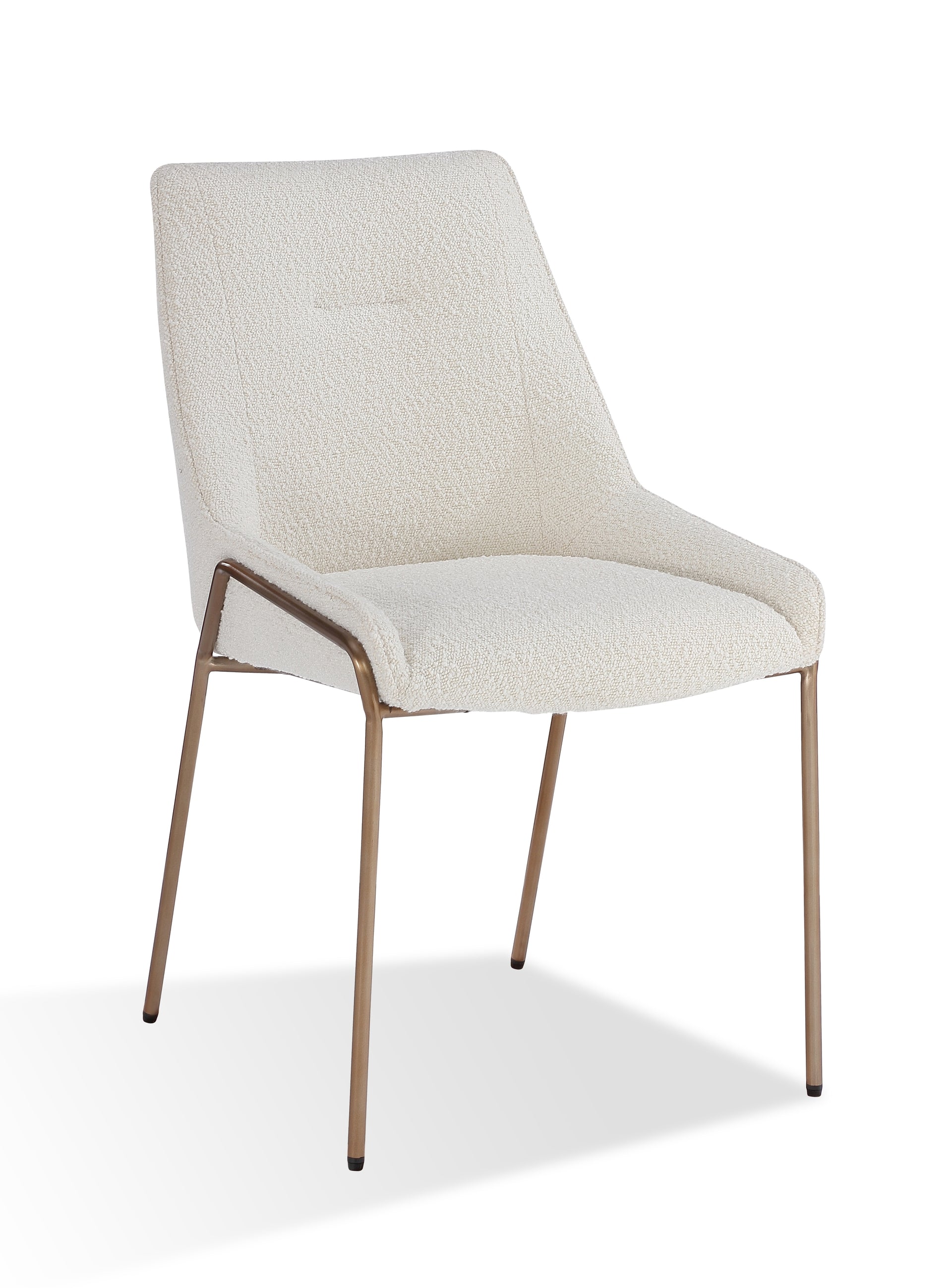 Cyrus Upholstered Dining Chair in Cottage Cheese Boucle and Brushed Bronze Metal (Set of 2) - What A Room