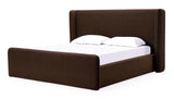 Bacall Velvet Upholstered Wingback Platform Bed in Cola - What A Room