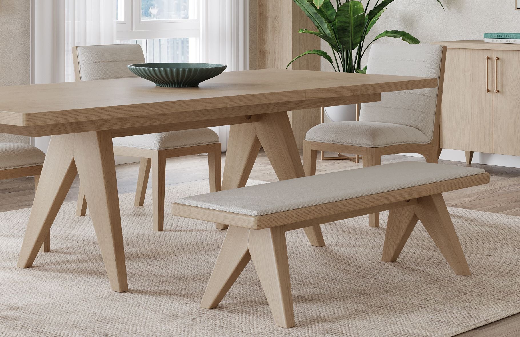 Sumire Upholstered Bench in Ginger and Natural Linen - What A Room