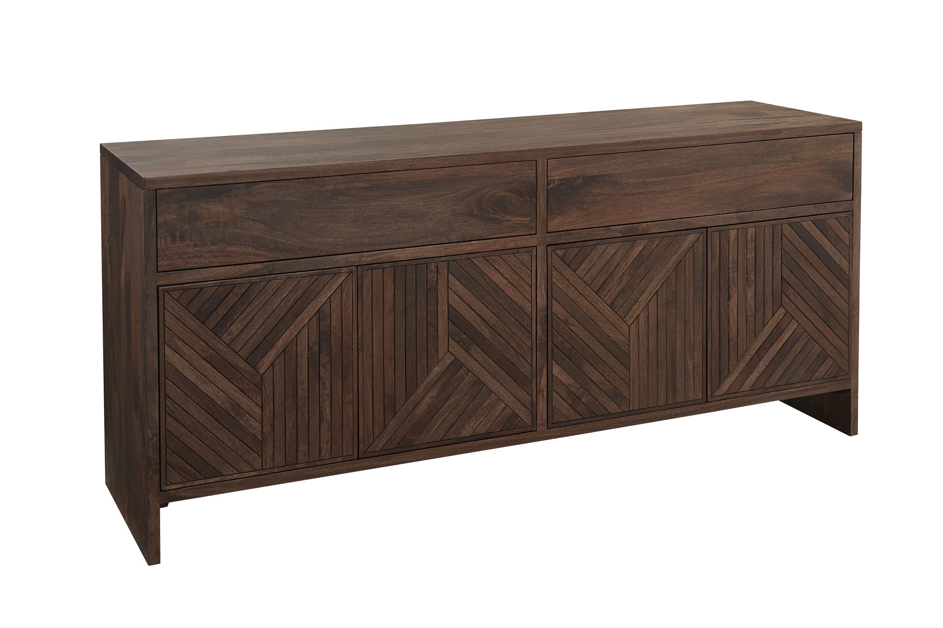 Fevano Four Door Two Drawer Solid Wood Sideboard in Smoked Brown - What A Room