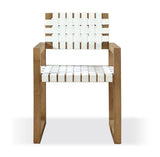 One Woven Leather and Solid Wood Dining Arm Chair in White and Bisque - What A Room
