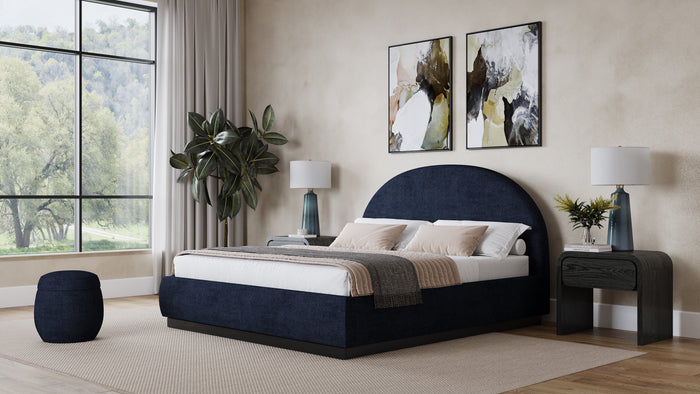 Flex Upholstered Bed in Blue Jeans Chenille - What A Room