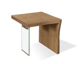 One Live-Edge White Oak and Glass End Table in Bisque - What A Room