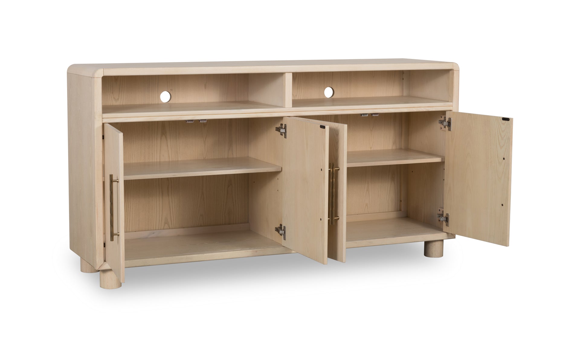 Zinnia Four Door Two Shelf Sideboard in White Sand - What A Room