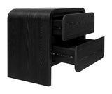 Elora Two Drawer Nightstand in Jet Black Ash - What A Room